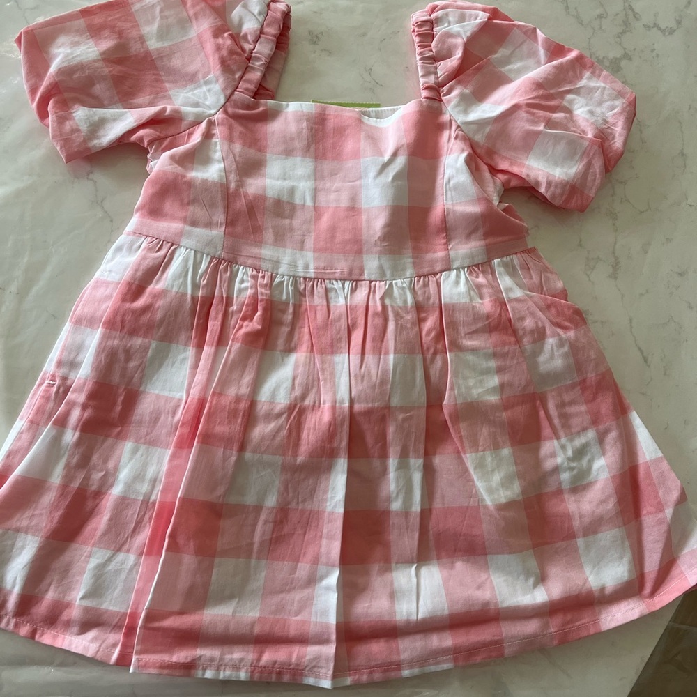 Janie and Jack Pink and White Plaid Dress size 12-18 months